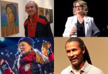 Hans Ragnar Mathisen / Elle-Hánsa, Karin Krog, Mari Boine og Cliff Moustache er blant tidlegare mottakarar av Kulturrådets ærespris. Foto: Privat /  Erik Paus / Riddu Riđđu Festivàla / Nasibu Mwanukuzi