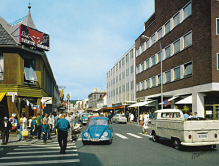 Postkort fra Kristiansand ca 1970 (utsnitt). Foto: Normann. Nasjonalbiblioteket, blds_05848.